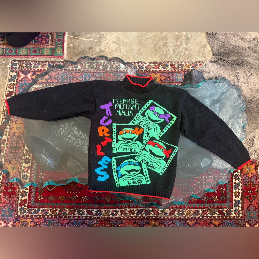 RARE - 90s Vintage Teenage Mutant Ninja Turtles - Knit Sweater - Unisex - Picture 3 of 16